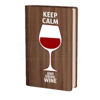 Деревянный блокнот Keep calm and drink wine, темный