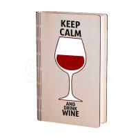 Деревянный блокнот Keep calm and drink wine, светлый