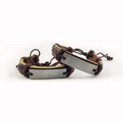 Парные браслеты-фенечки с прямоугольной пластиной для гравировки, ремешок со шнуровой фиксацией